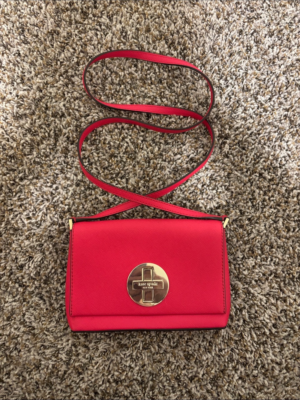 kate spade Pink Leather Crossbody with Gold Disc Lock